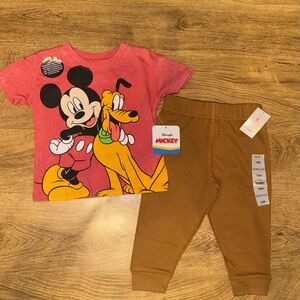 Disney Mickey Mouse & Pluto Toddler Boy Shirt & Garanimals Pants Set 18M NWT
